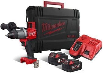 MILWAUKEE M18 FUEL DRILL DRIVER KIT 2 X 5.0 AH BATTERY PACKS M12 18 FC CHARGER HD BOX M18FDD2 502X